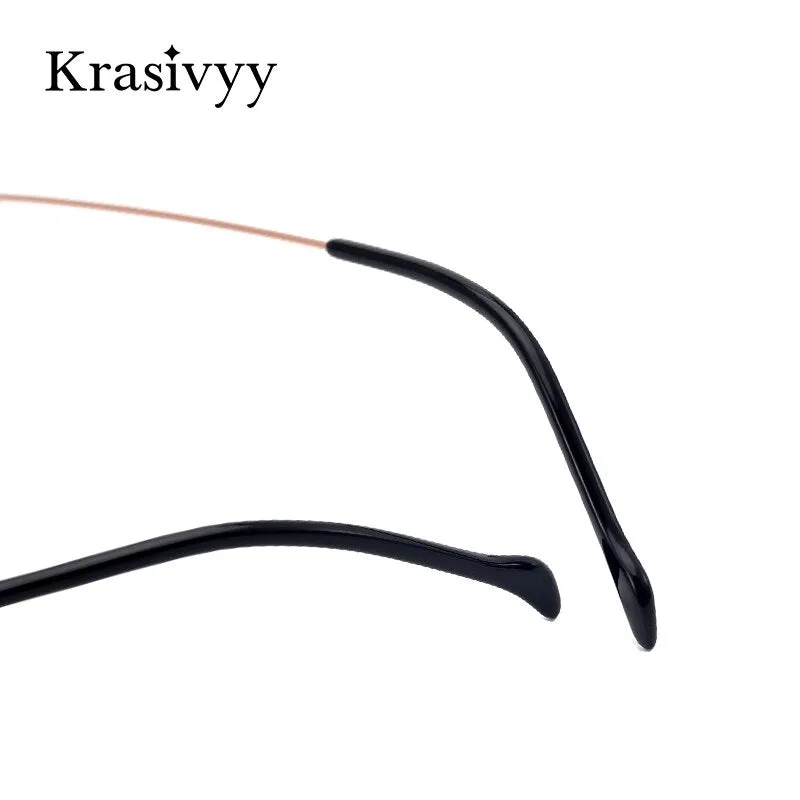 Krasivyy Unisex Rimless Irregular Round Screwless Titanium Eyeglasses Kr5010