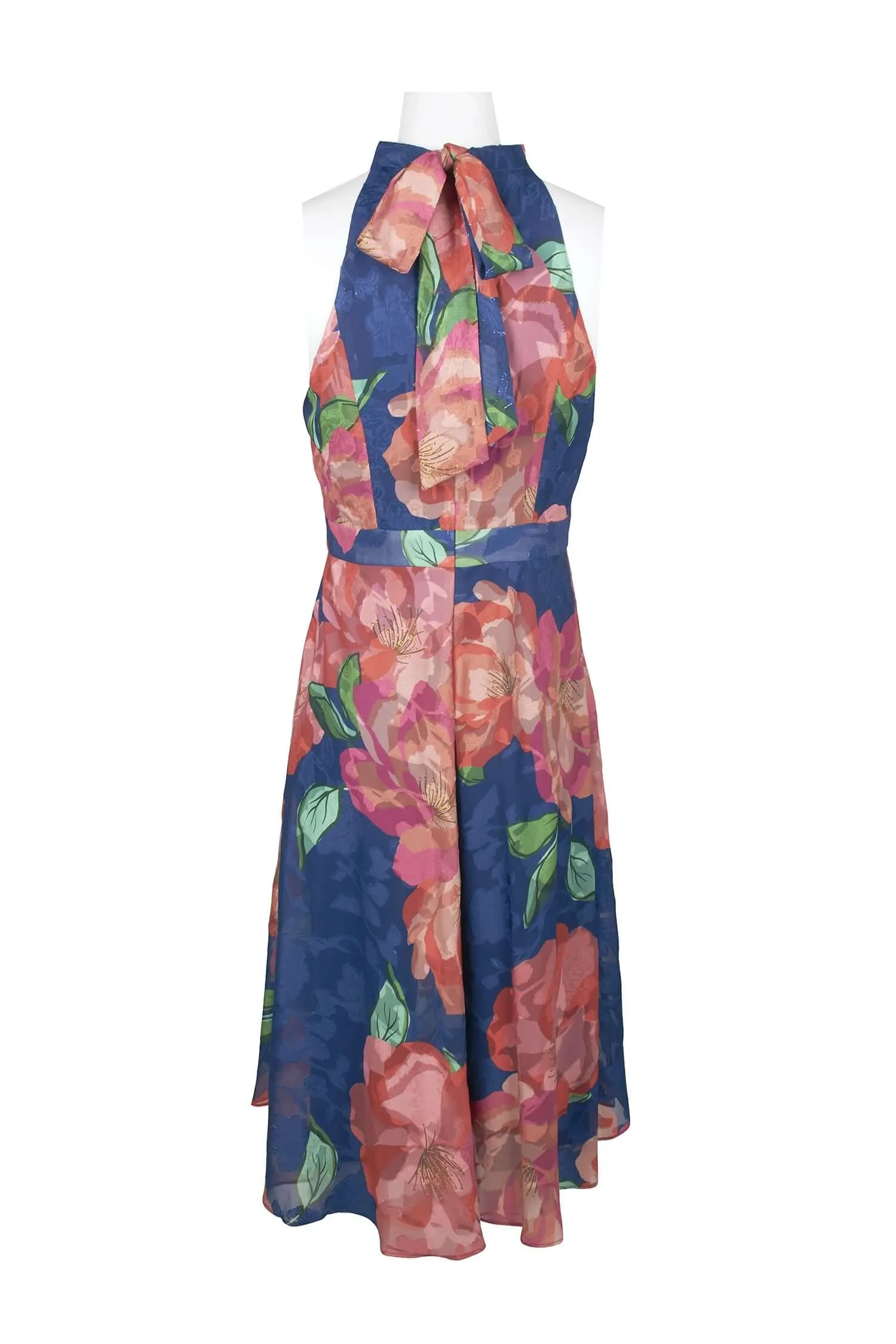 Laundry Halter Neck Tie back Zipper Back A-Line Floral Print Chiffon Dress