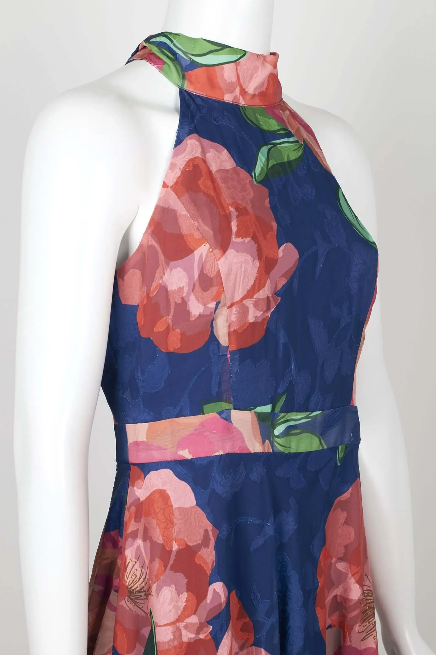 Laundry Halter Neck Tie back Zipper Back A-Line Floral Print Chiffon Dress