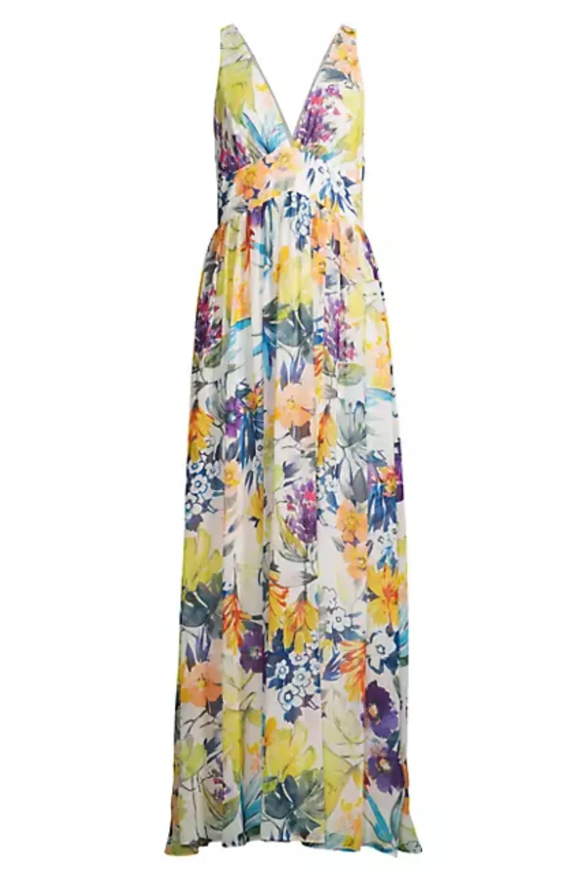 Liv Foster Floral Chiffon Sleeveless Gown