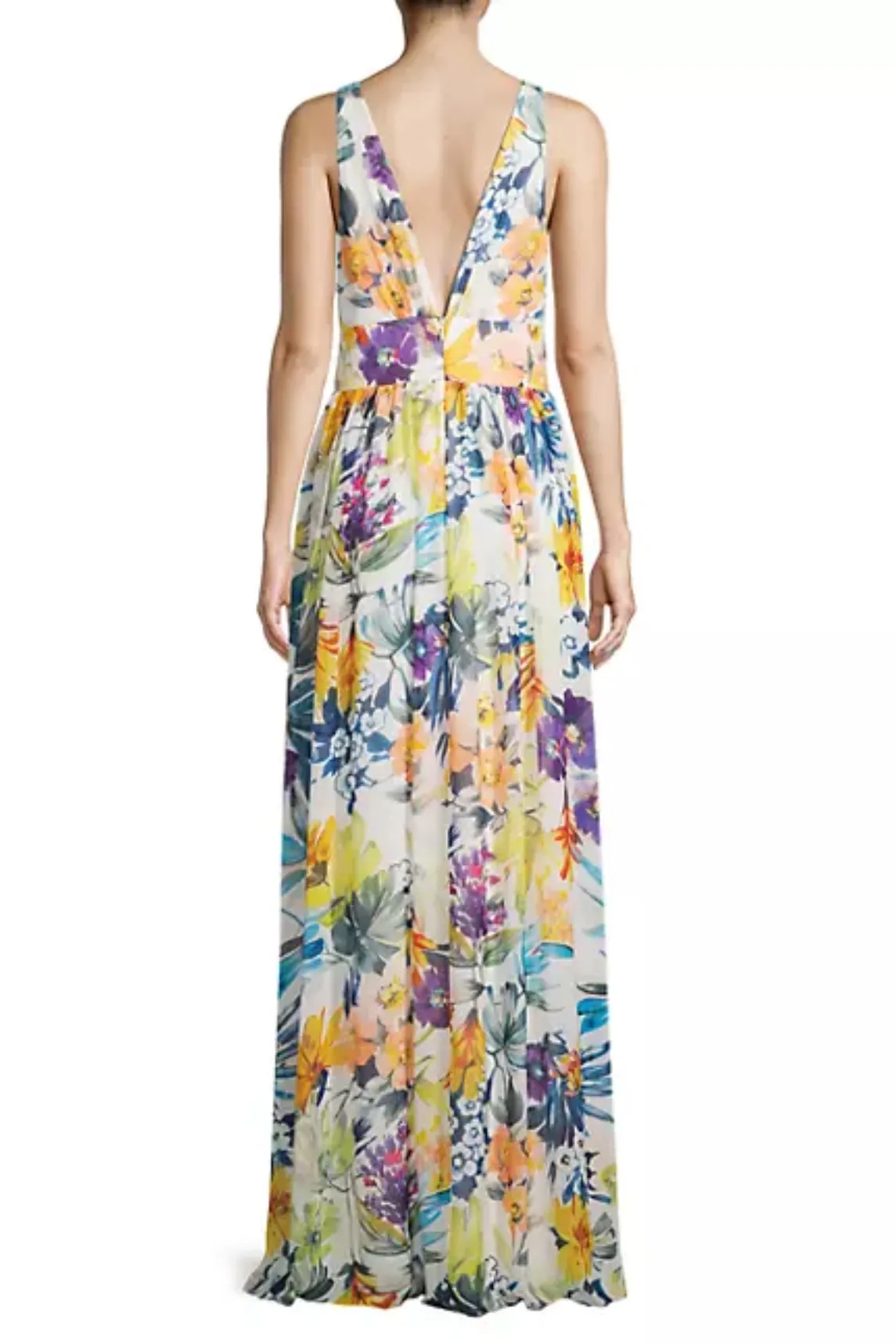 Liv Foster Floral Chiffon Sleeveless Gown
