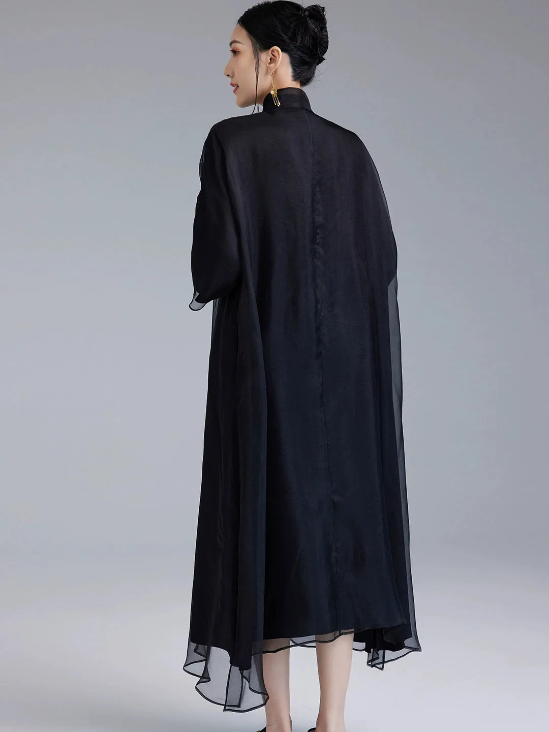 Loose Cheongsam Silk New Chinese Style Dress, Twilight