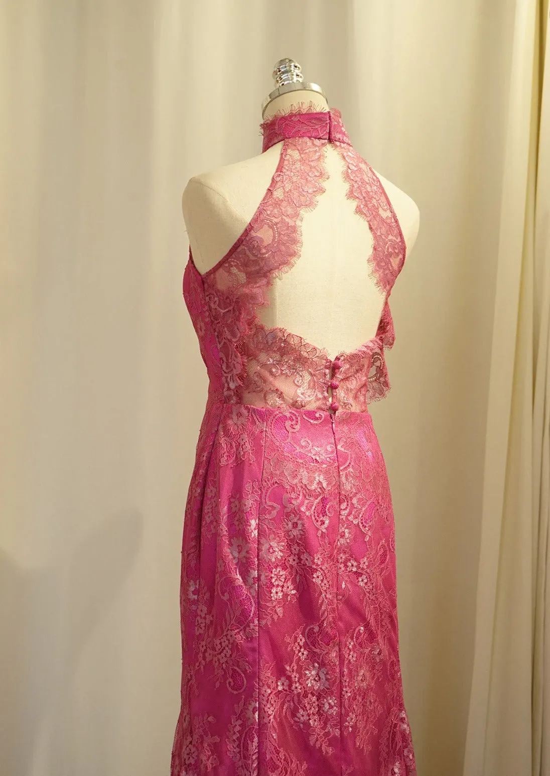Magellanica Halter Open Back Lace Mermaid Qipao - RTW