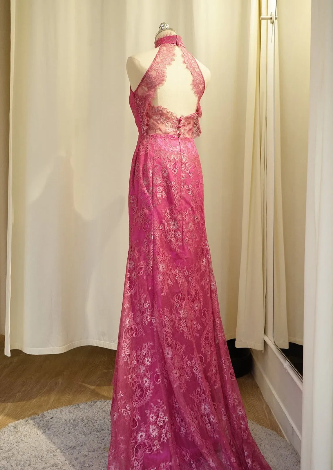 Magellanica Halter Open Back Lace Mermaid Qipao - RTW