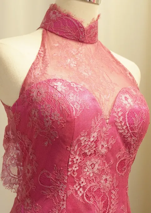 Magellanica Halter Open Back Lace Mermaid Qipao - RTW