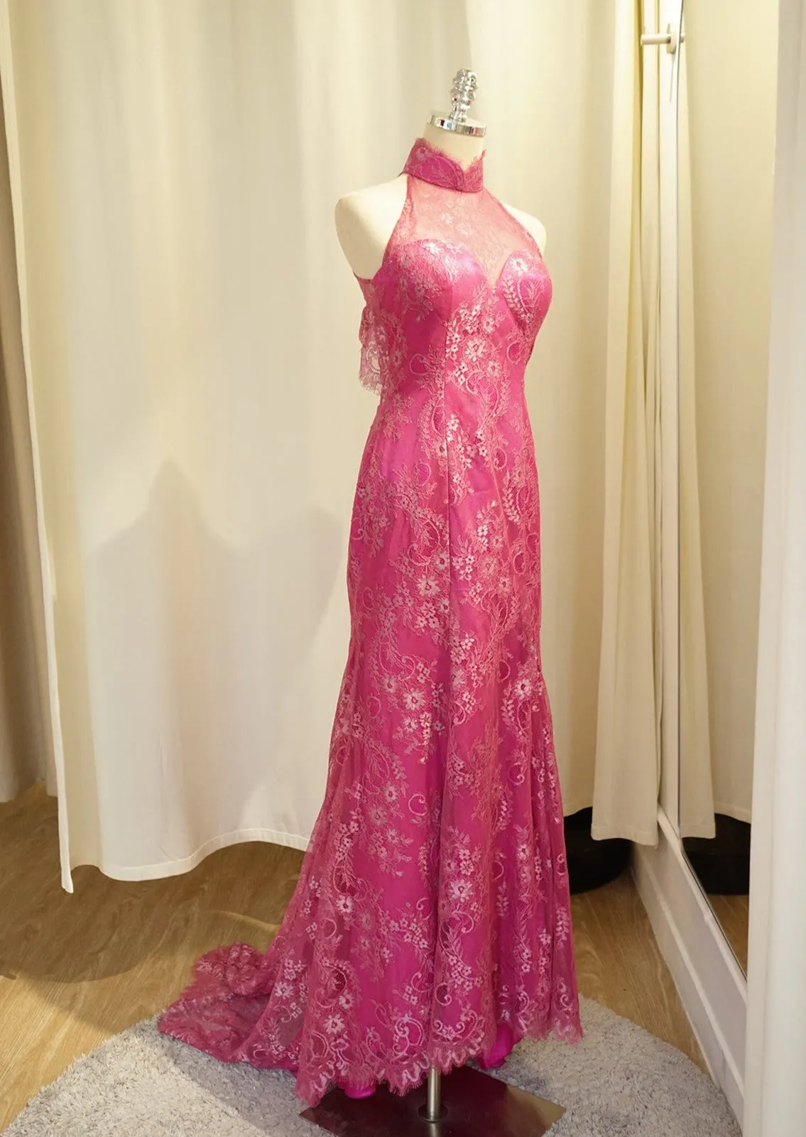 Magellanica Halter Open Back Lace Mermaid Qipao - RTW