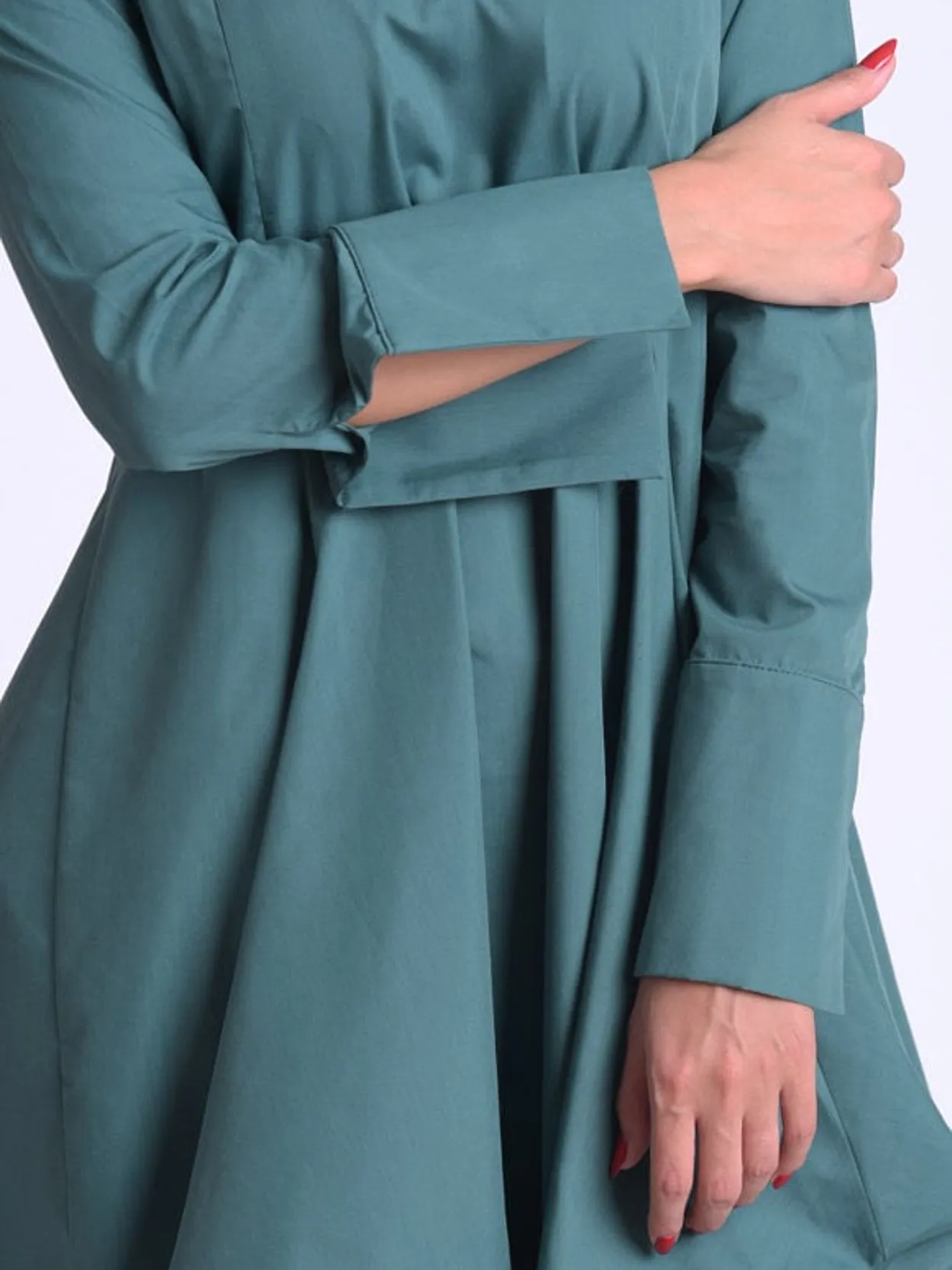 Maxi Asymmetric Collar Shirt  Dress In Slate Green