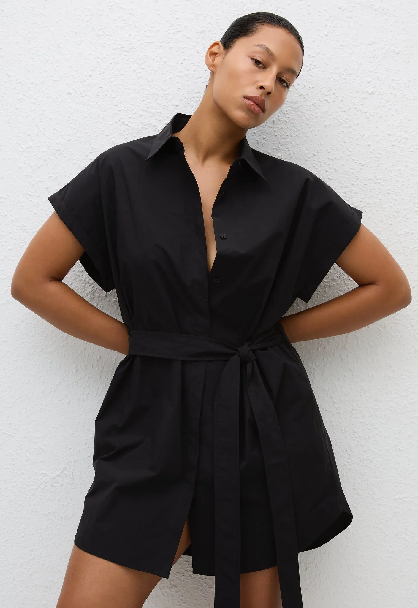 Mini Shirt Dress - Black