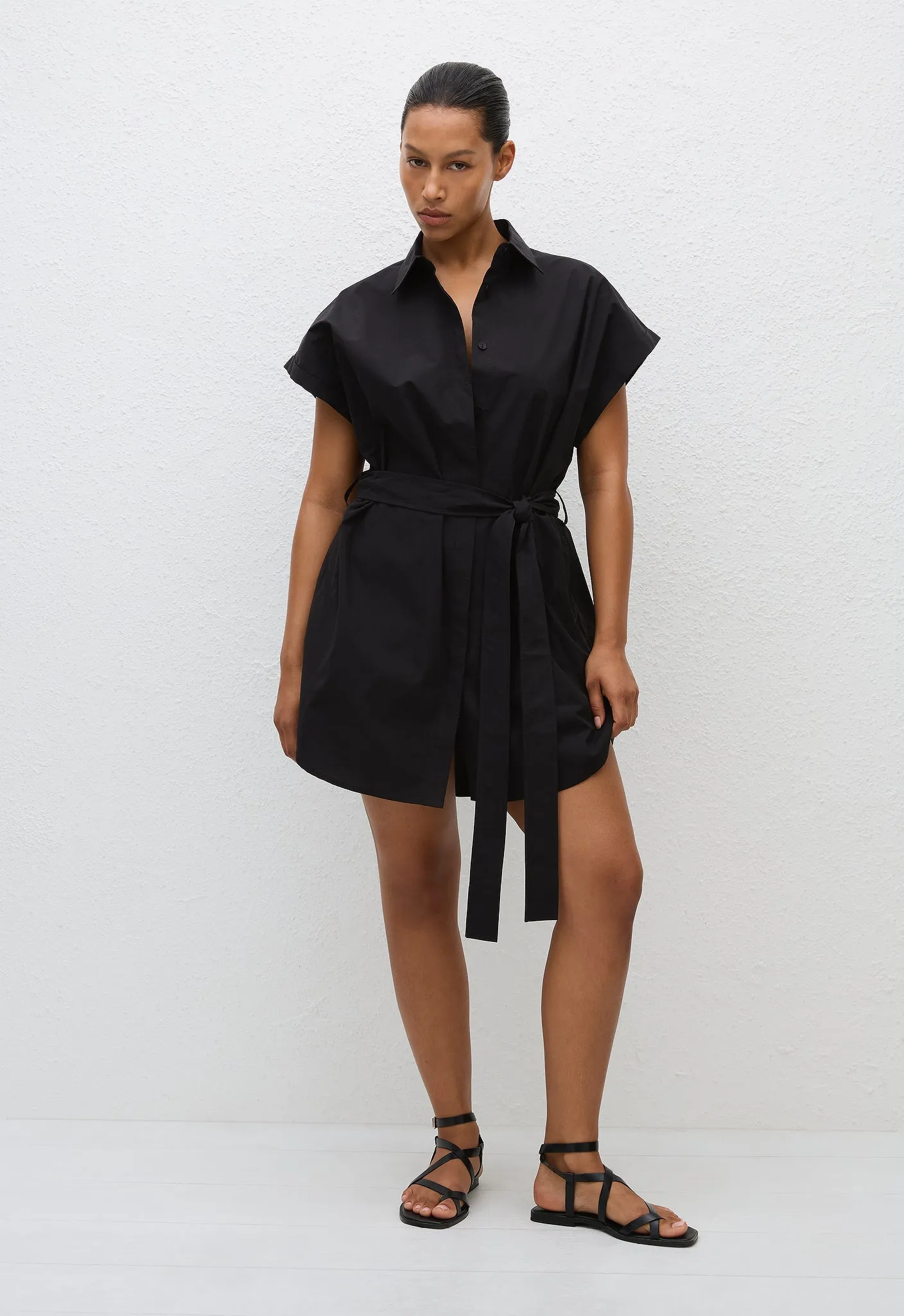 Mini Shirt Dress - Black