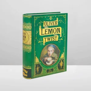 Oliver Lemon Twist - Book-shaped Tea Tin with Organic Green Tea: Ginger Root, Lemongrass, Lemon Myrtle