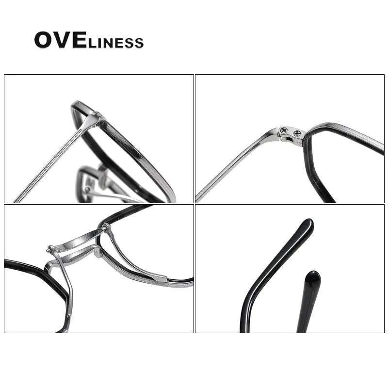 Oveliness Unisex Full Rim Irregular Square Titanium Eyeglasses 80808