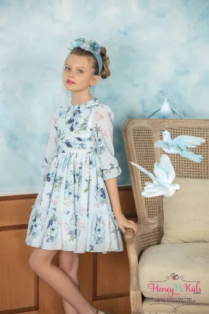 Patachou Girls Chiffon Flowers and Butterflies Dress