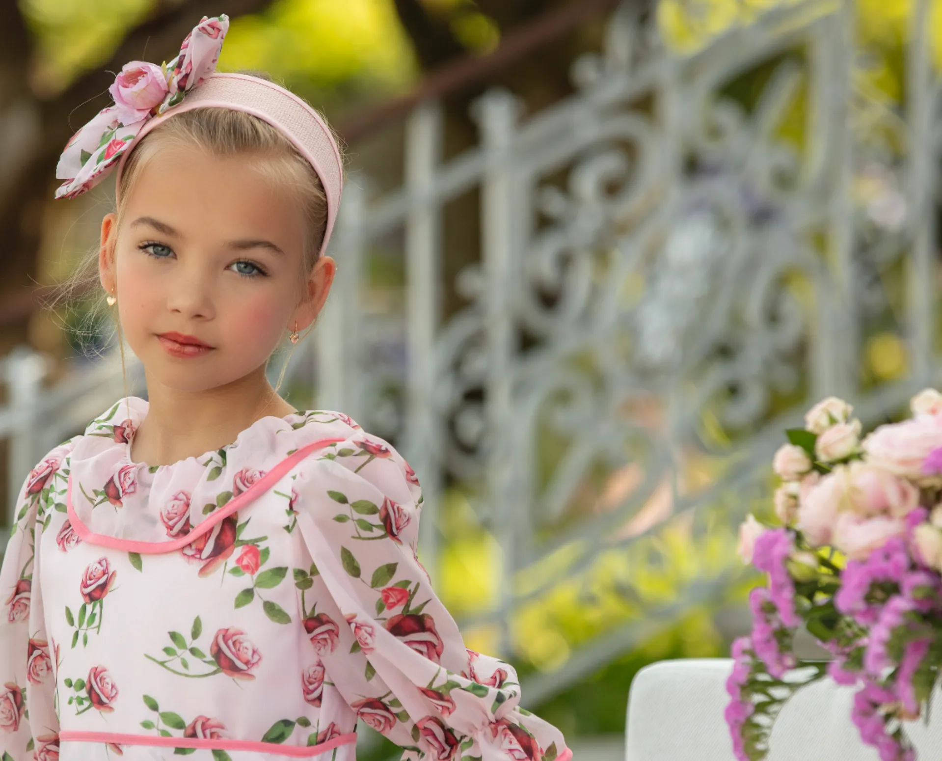 Patachou Girls Rosebud Print Wide Headband
