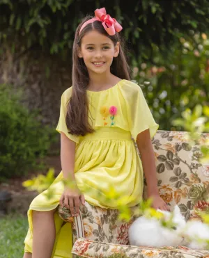 Patachou Girls Woven Chiffon Yellow Dress