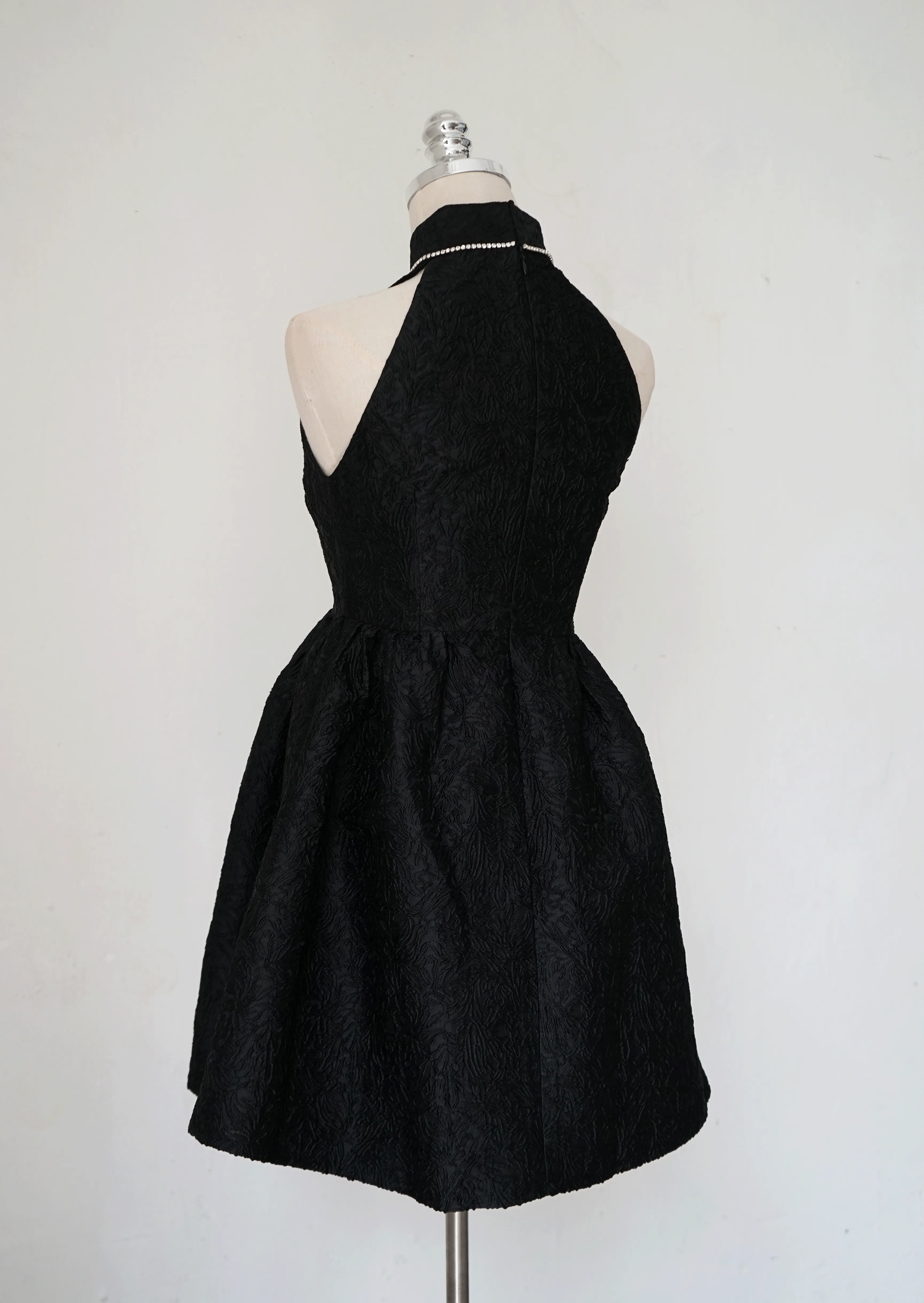 Petunia Brocade Mini Qipao (Black)