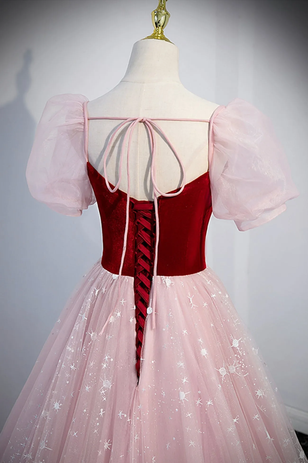 Pink Tulle Long Prom Dress A-Line Formal Evening Dress