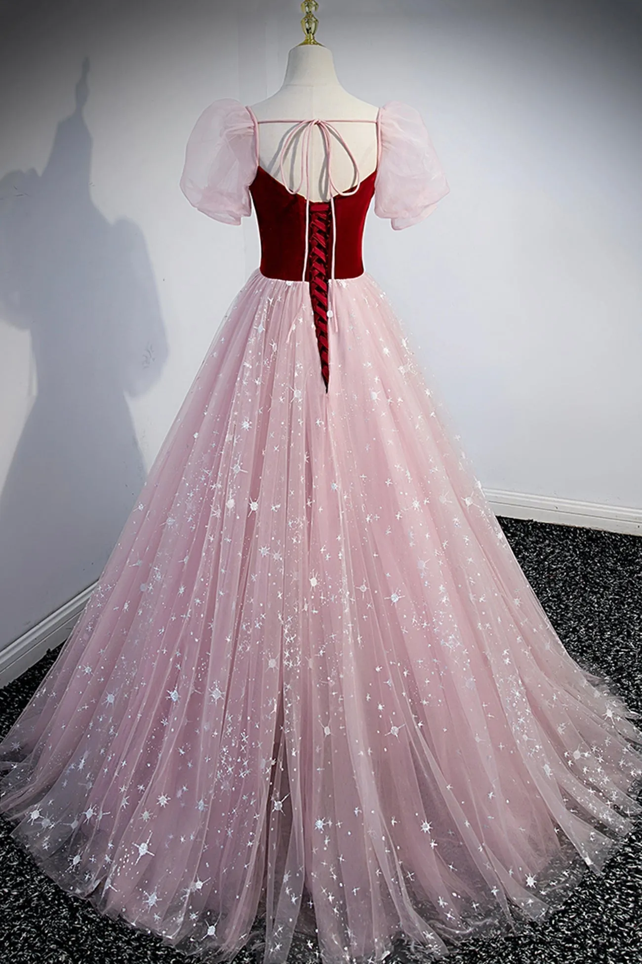 Pink Tulle Long Prom Dress A-Line Formal Evening Dress