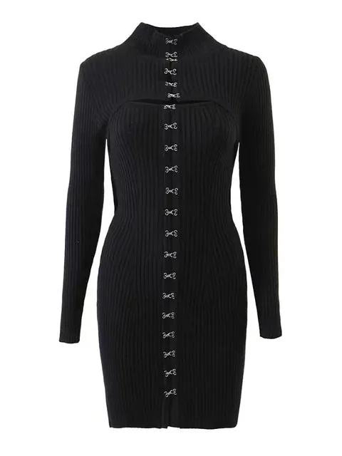 Pre Order:  Hook Closure Cardigan Mini Dress Set
