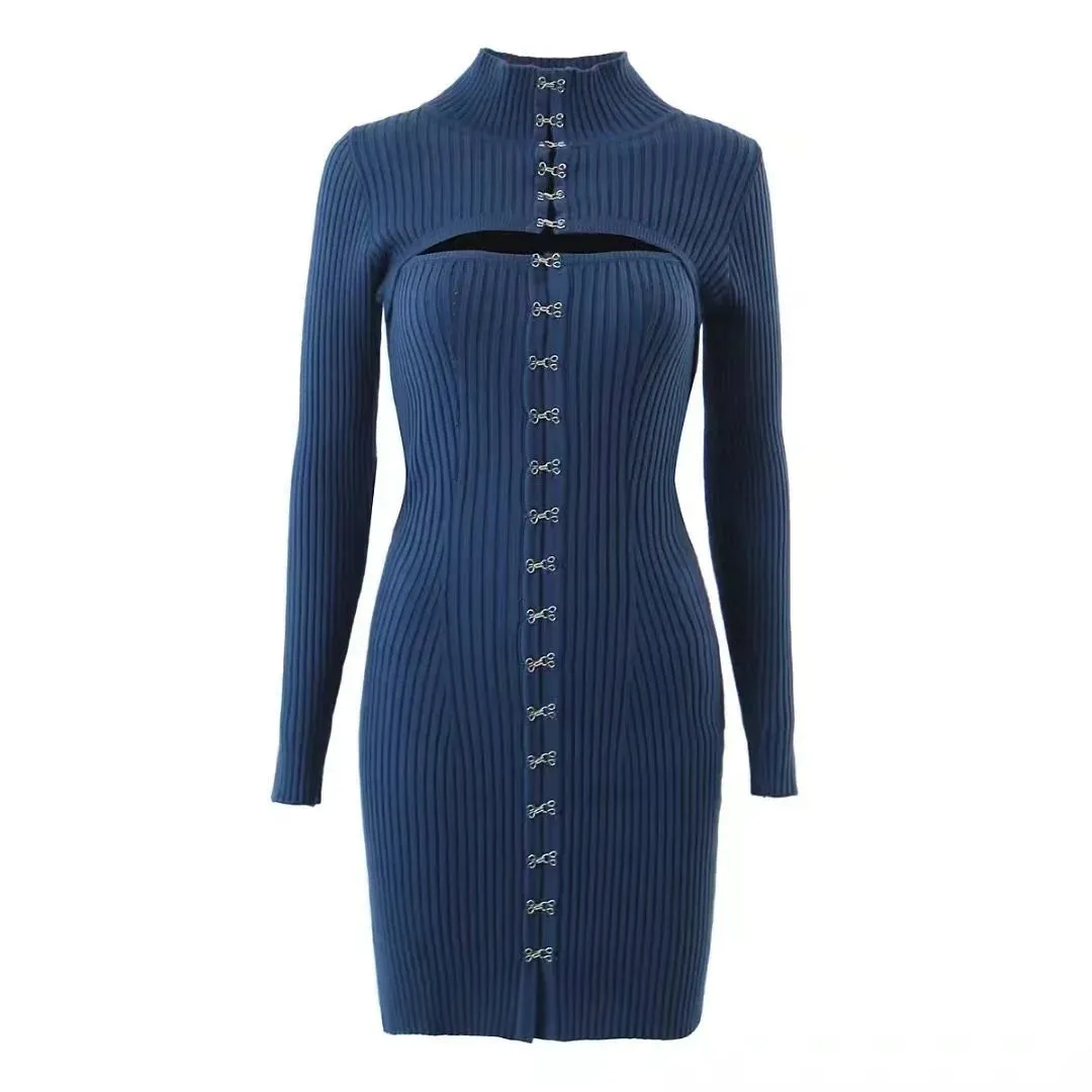 Pre Order:  Hook Closure Cardigan Mini Dress Set
