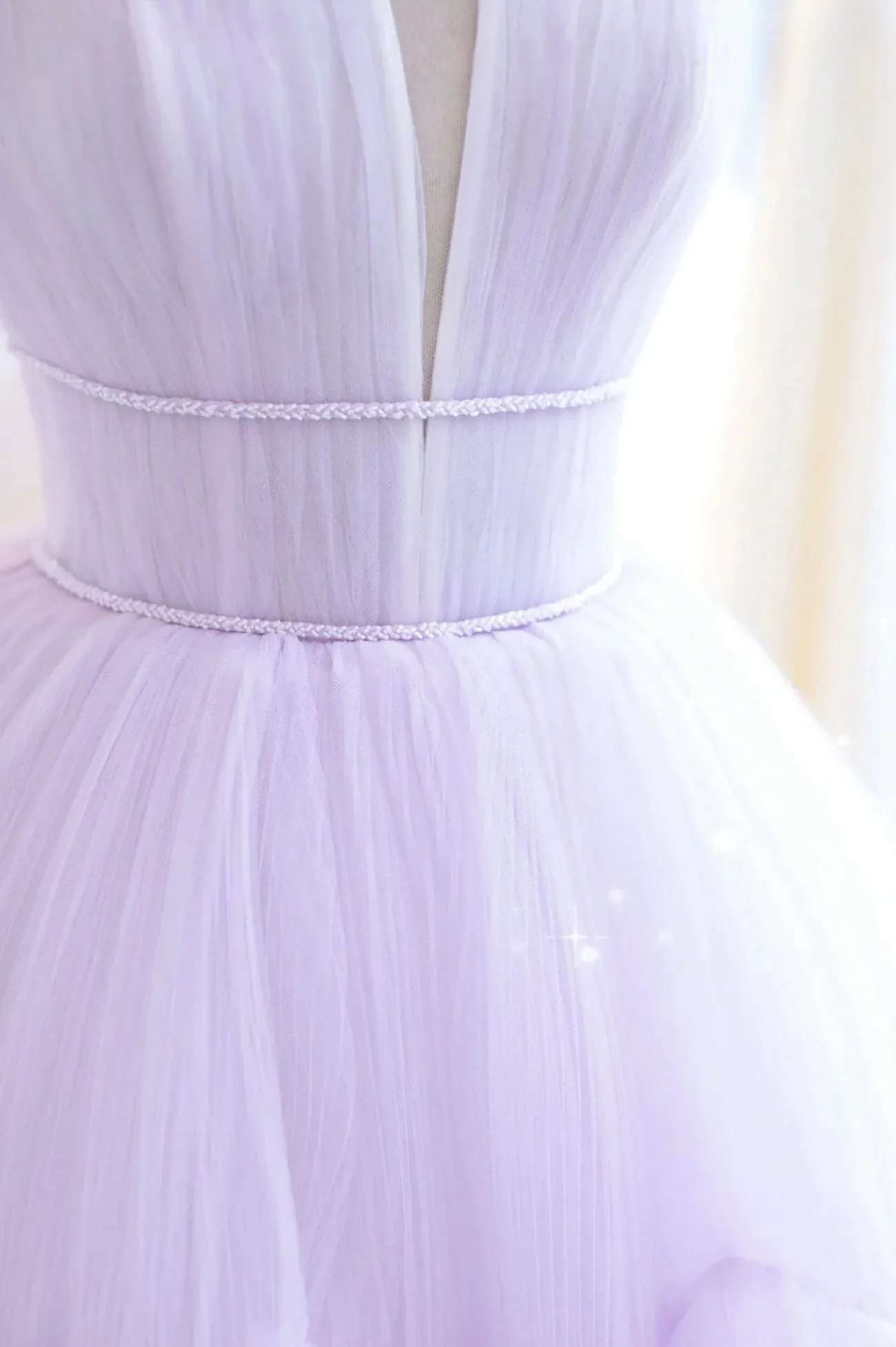 Purple Strapless Tulle Long Formal Gown Purple A-Line Evening Dress