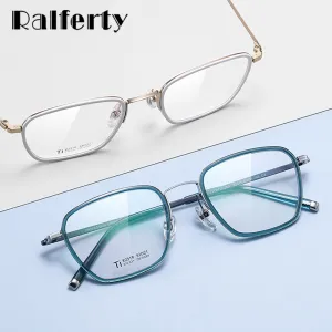 Ralferty Unisex Full Rim Irregular Square Acetate Titanium Eyeglasses D2319