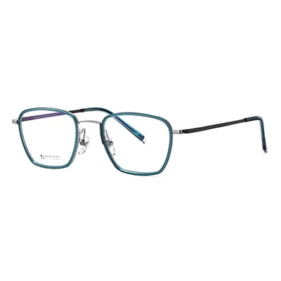 Ralferty Unisex Full Rim Irregular Square Acetate Titanium Eyeglasses D2319