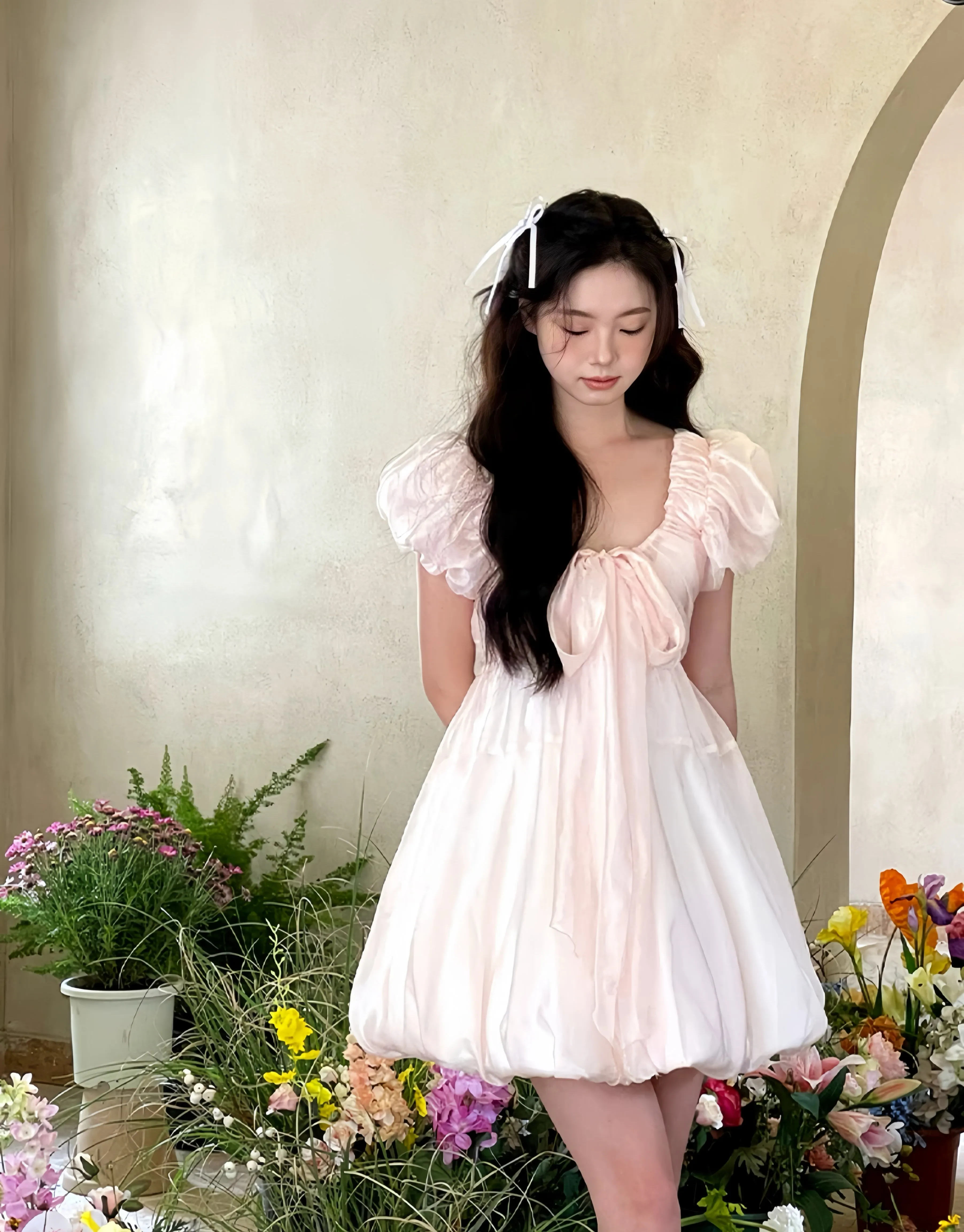 Rose Cloud Soft Pink Mini Dress