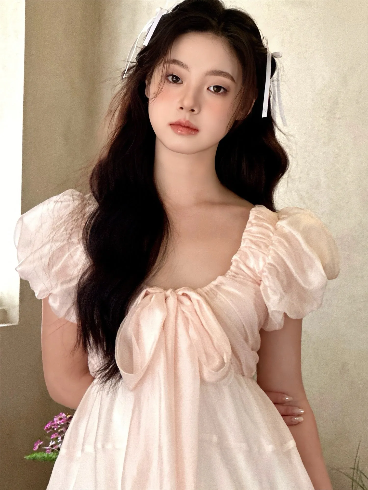 Rose Cloud Soft Pink Mini Dress