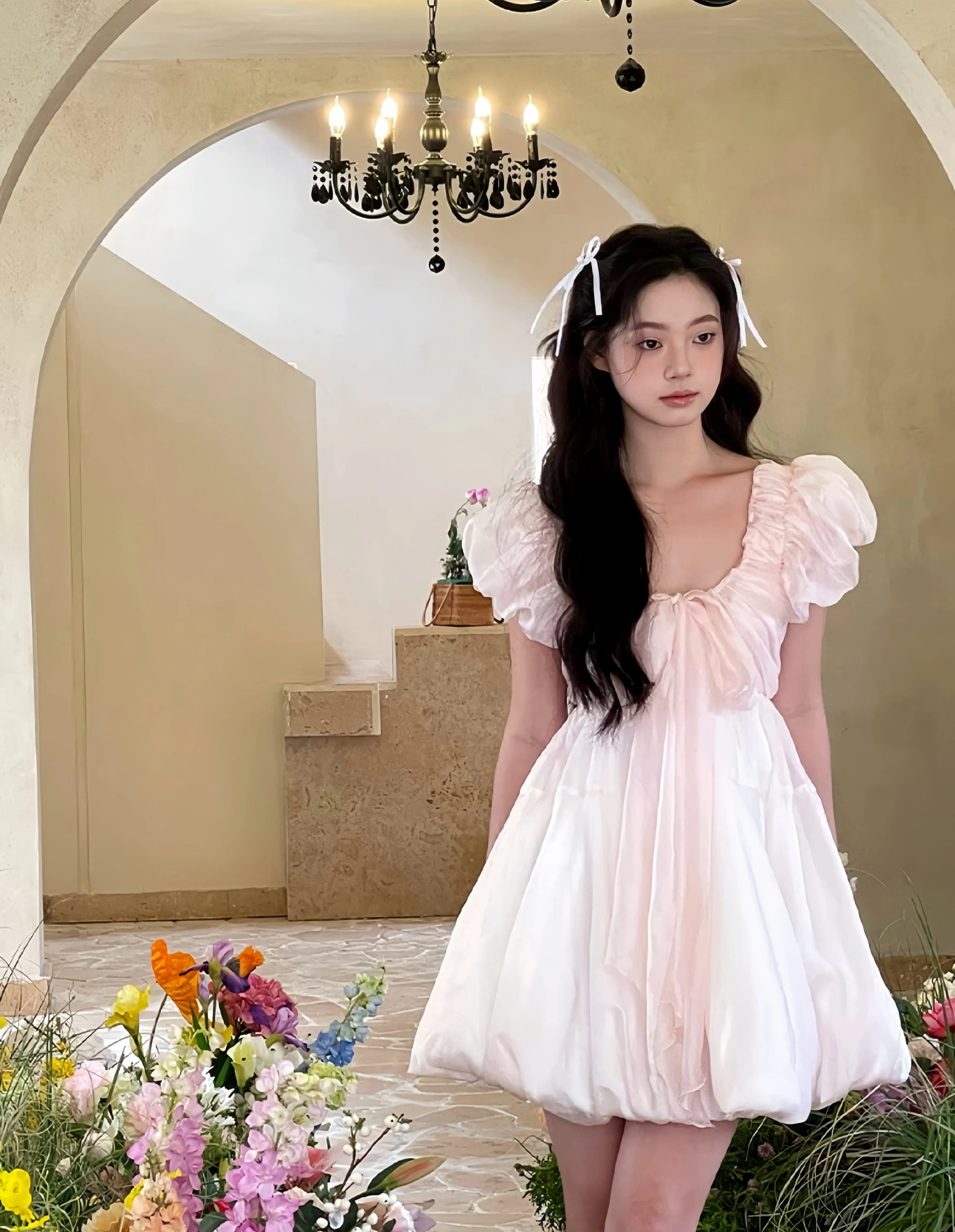 Rose Cloud Soft Pink Mini Dress