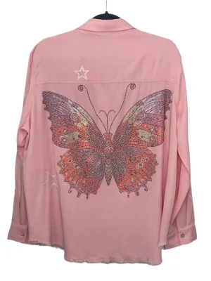 Shirt, Embroidered Star Light Pink, Butterfly
