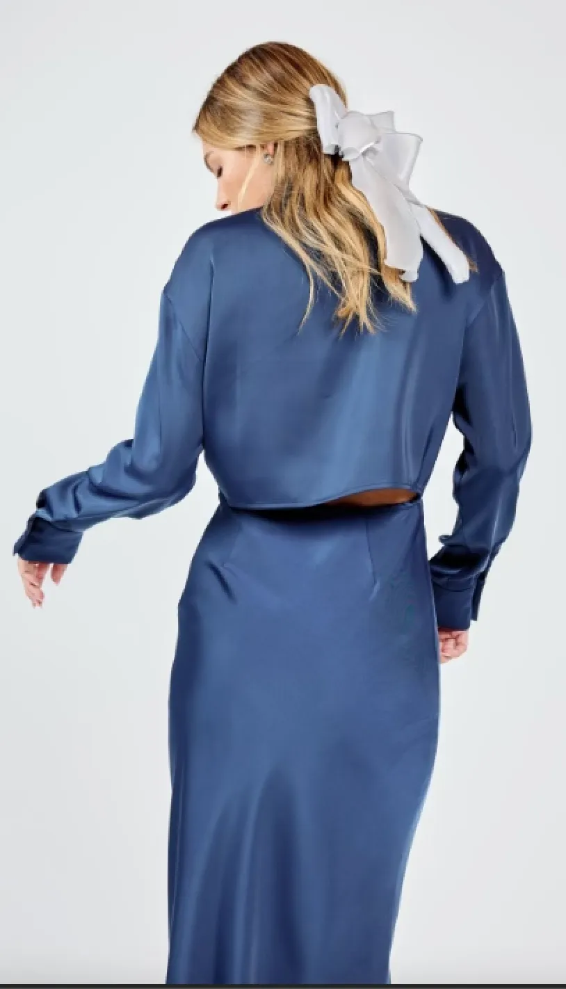 Shirt Open Back Midi Dress