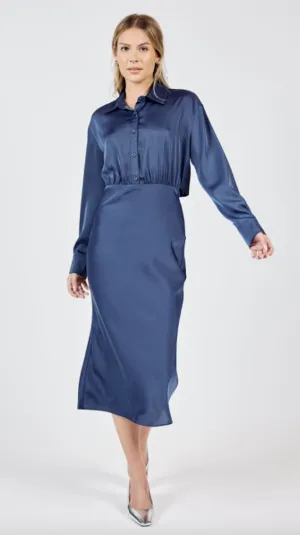 Shirt Open Back Midi Dress