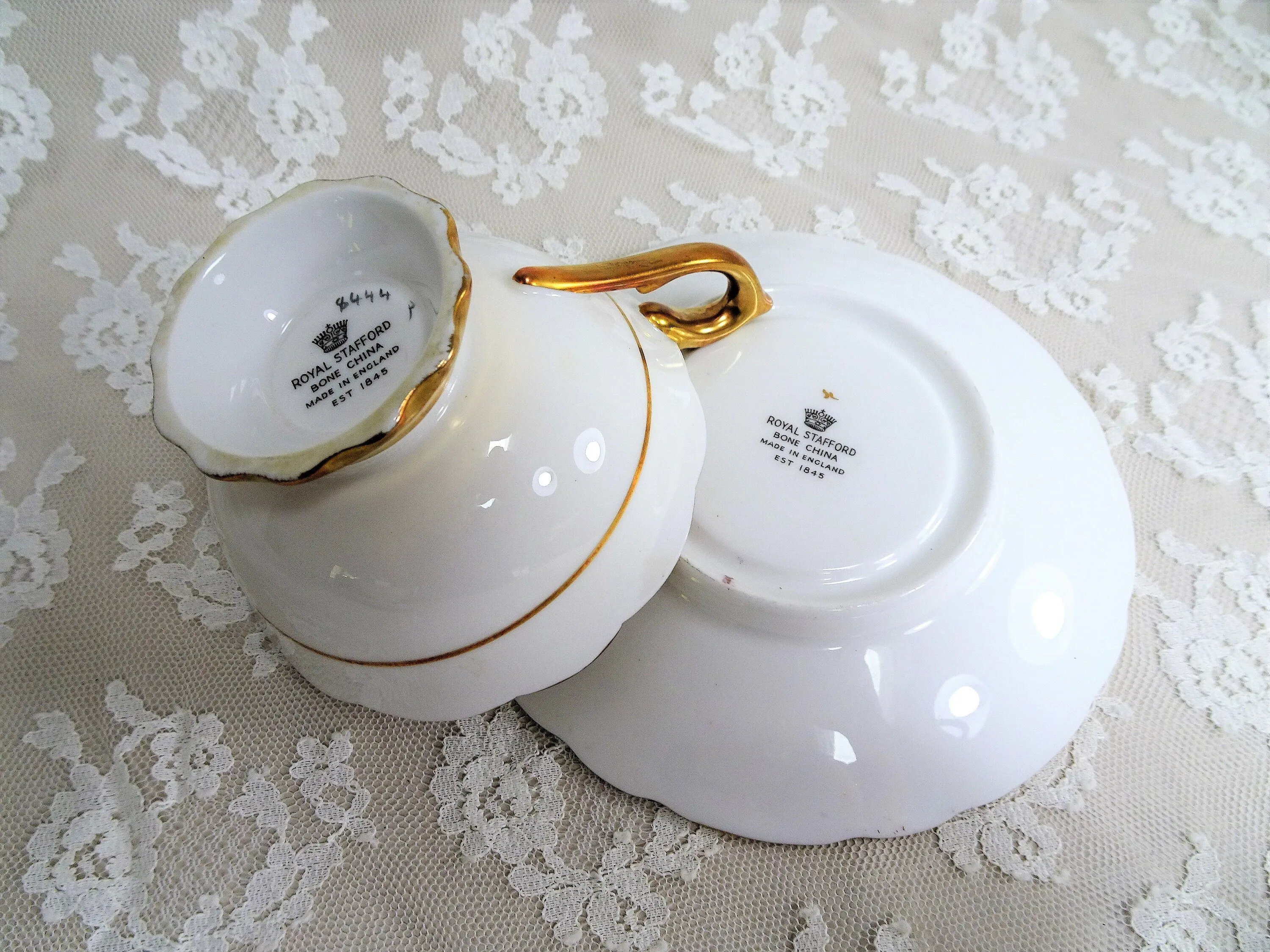 STUNNING Cabinet Teacup and Saucer,Royal Stafford English Bone China,Bridal Showers, Gifts,Vintage Collectible Cups and Saucers