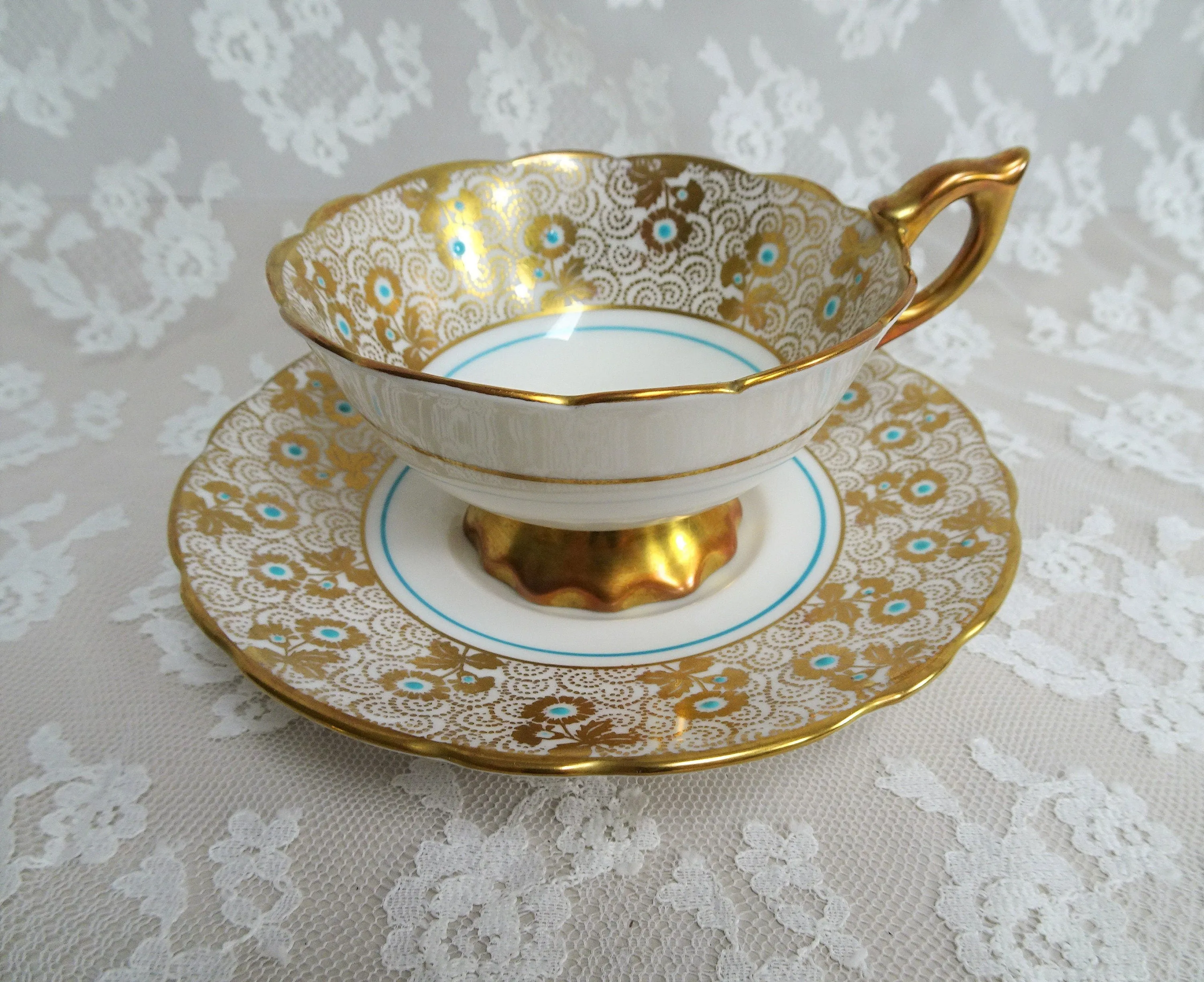 STUNNING Cabinet Teacup and Saucer,Royal Stafford English Bone China,Bridal Showers, Gifts,Vintage Collectible Cups and Saucers