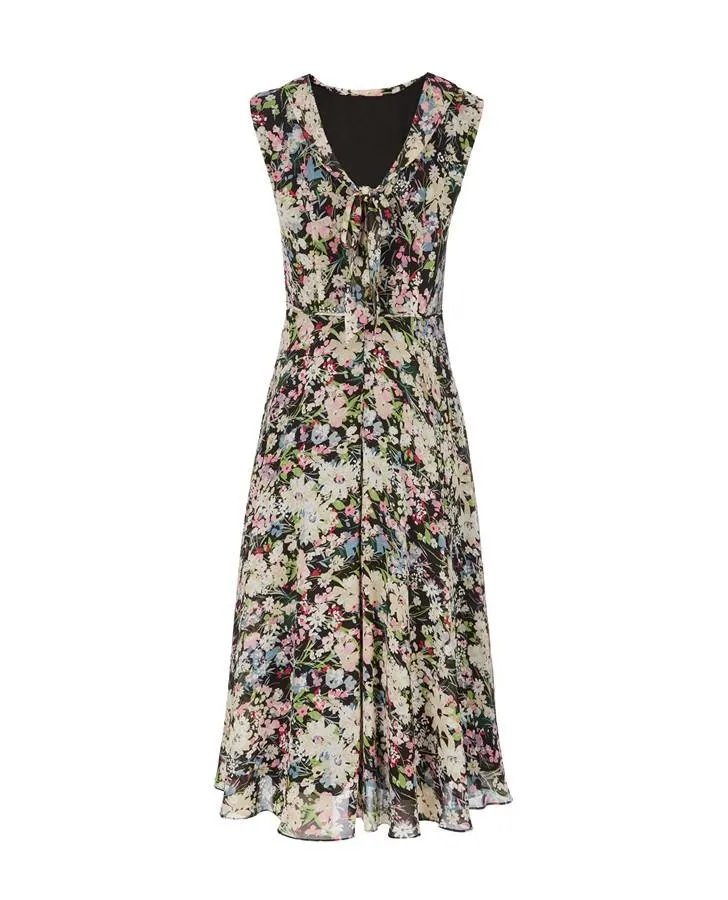 Summer Floral Chiffon Fit and Flare Dress