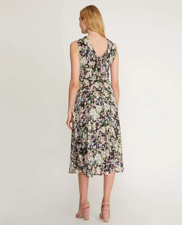 Summer Floral Chiffon Fit and Flare Dress