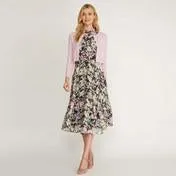 Summer Floral Chiffon Fit and Flare Dress