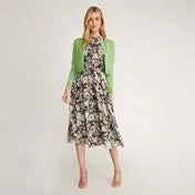 Summer Floral Chiffon Fit and Flare Dress