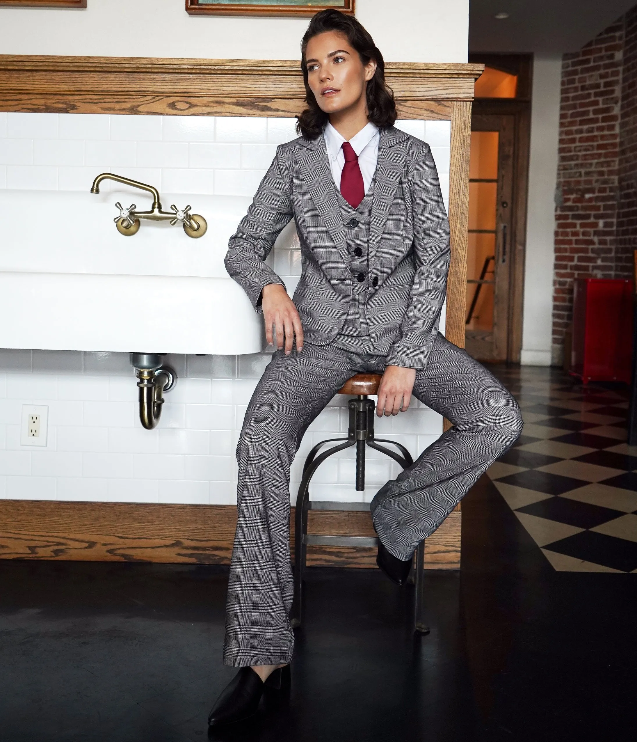 Unique Vintage Grey Glen Check Dietrich Pants