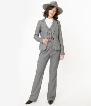 Unique Vintage Grey Glen Check Dietrich Pants
