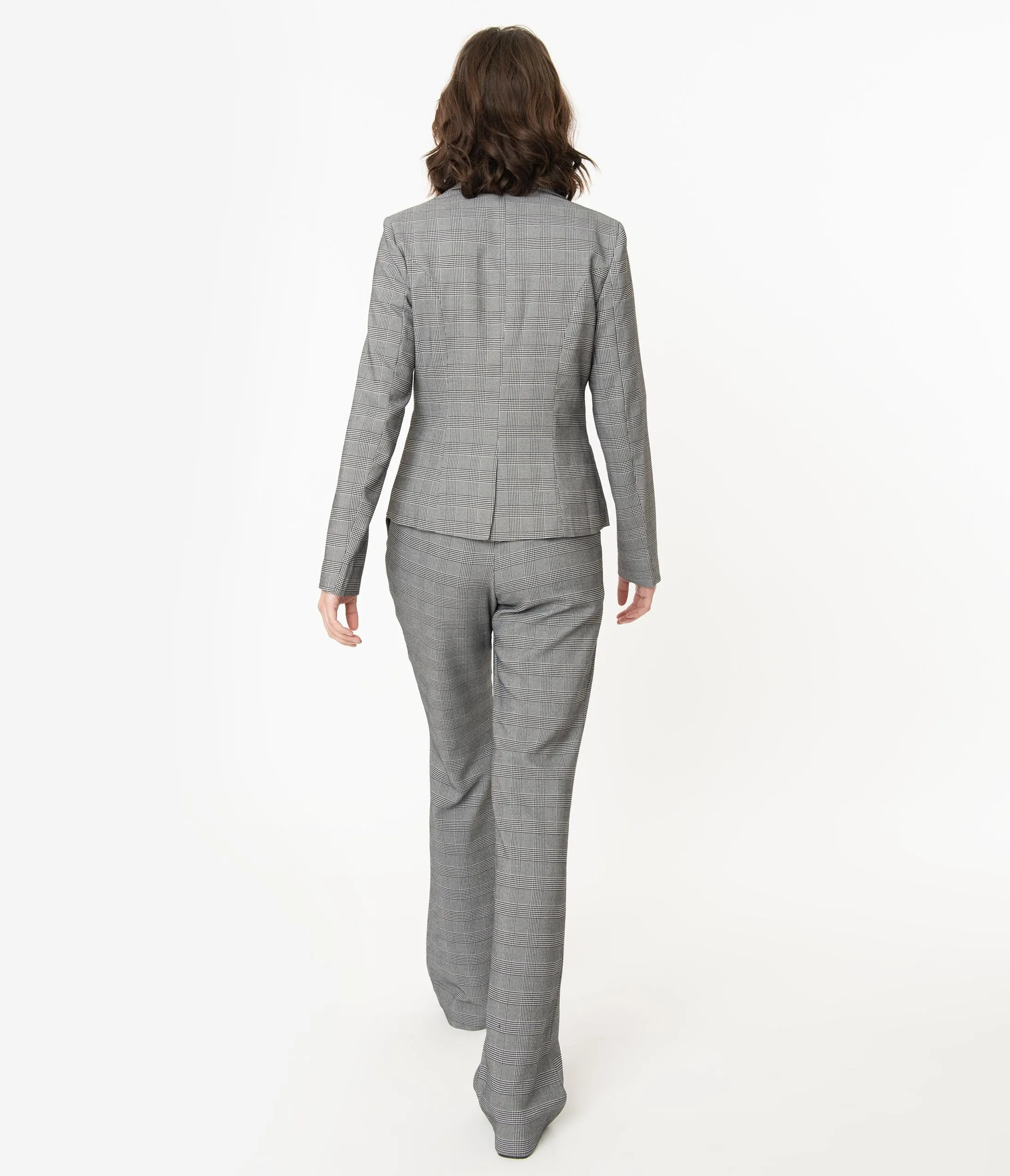 Unique Vintage Grey Glen Check Dietrich Pants