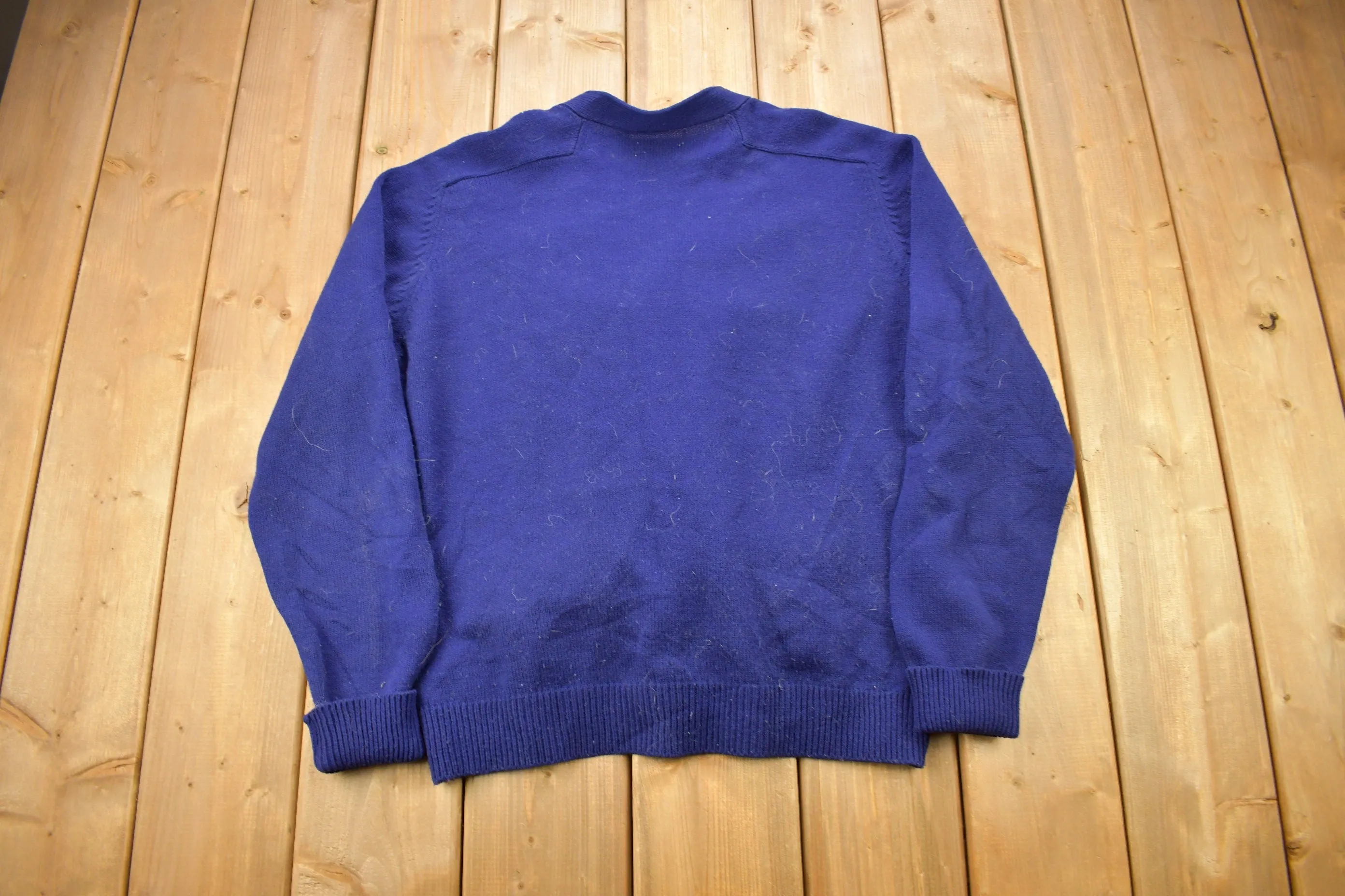 Vintage 1940s Blank Blue  Knitted Cardigan Sweater