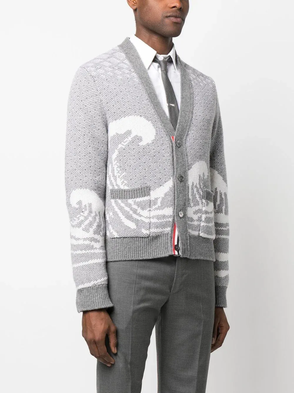 Wave Fair Isle Jacquard V Neck Cardigan