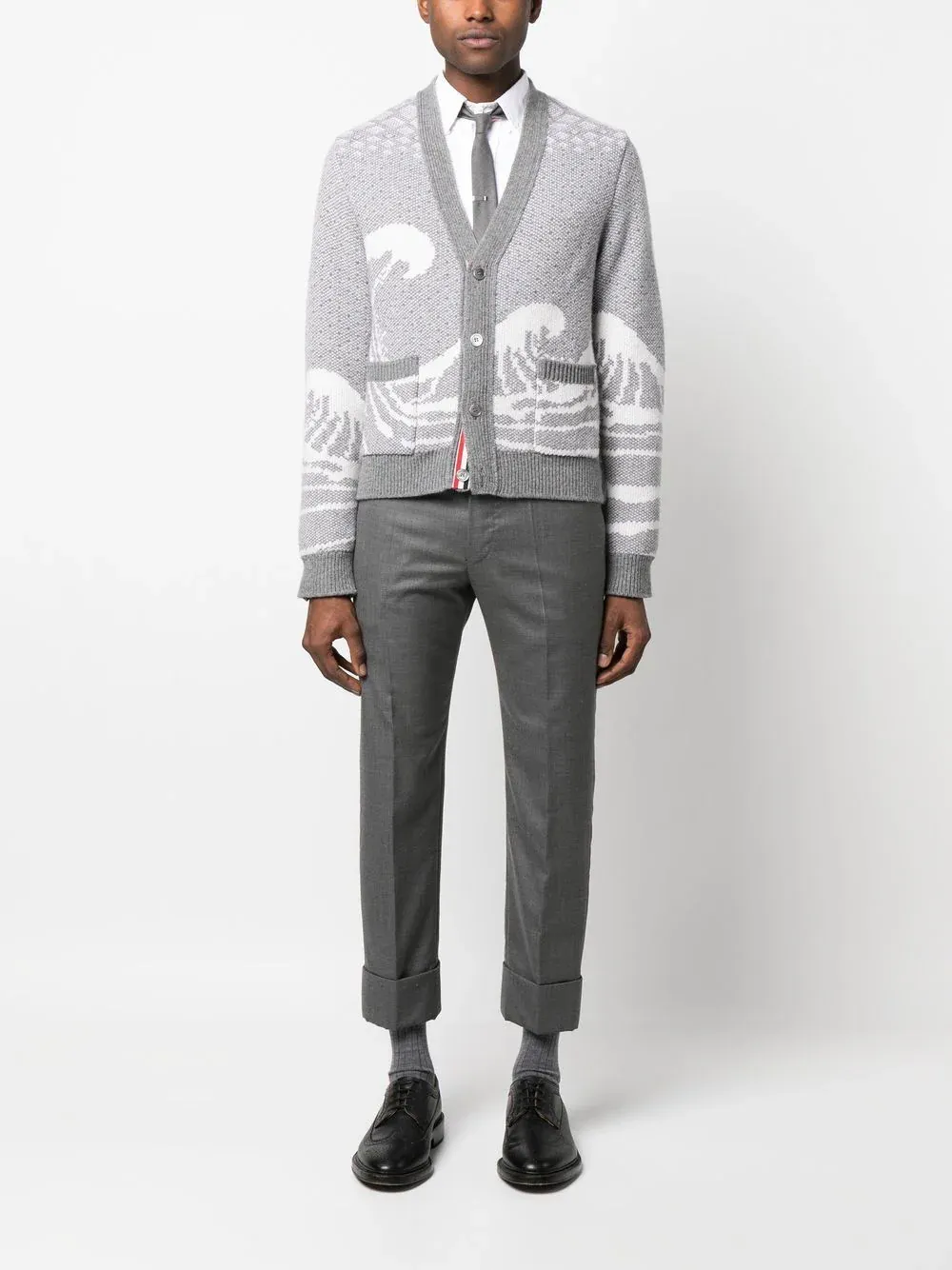 Wave Fair Isle Jacquard V Neck Cardigan