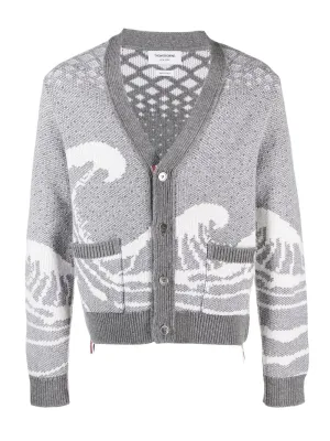 Wave Fair Isle Jacquard V Neck Cardigan